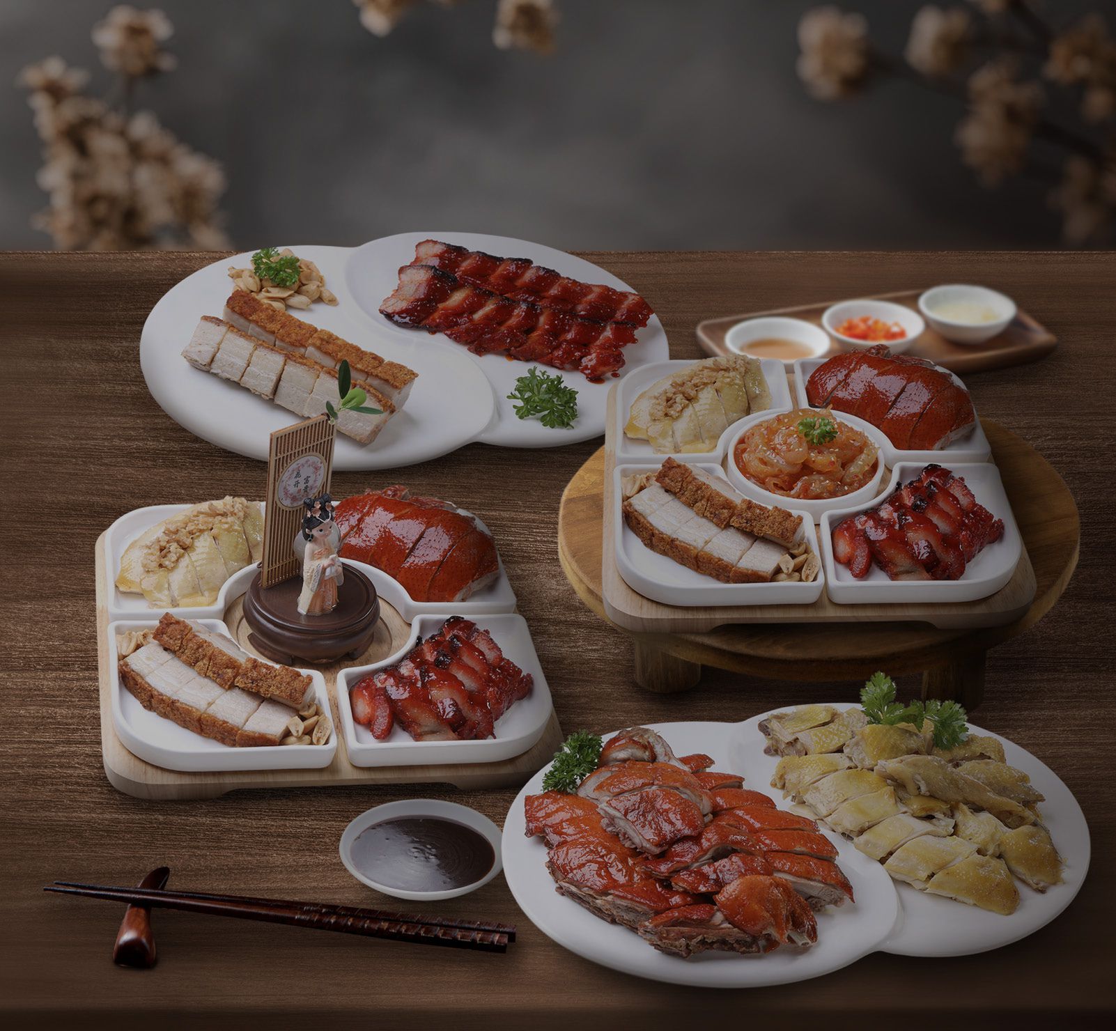 Elegant banquet hall with golden decorations